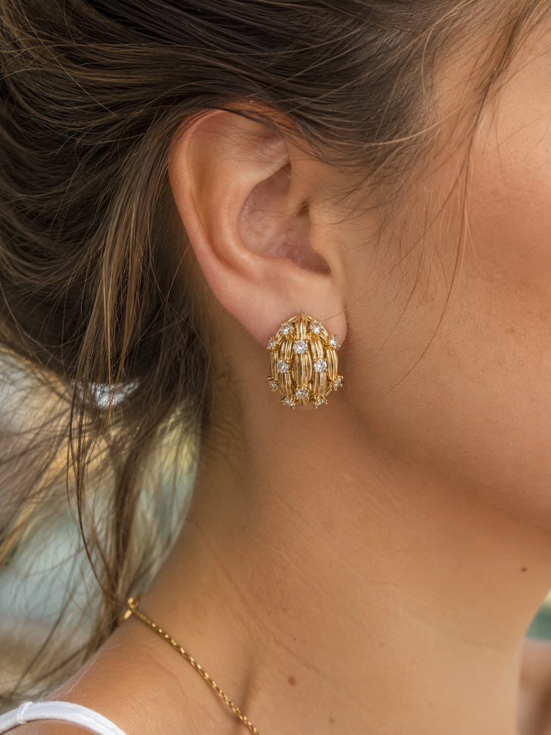 Celique™ Zircon Geo Button Earrings – Designer Punk Statement Jewelry