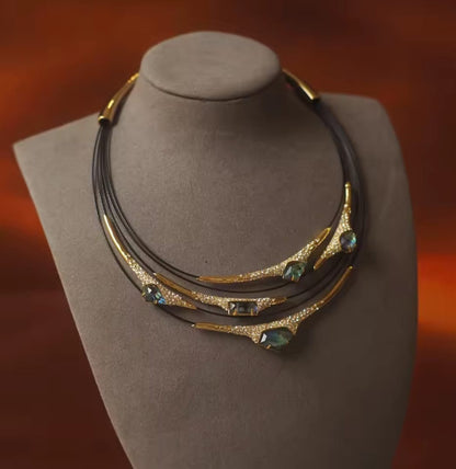 Akanthia™ Layered Industrial Fritillary Collar Necklace