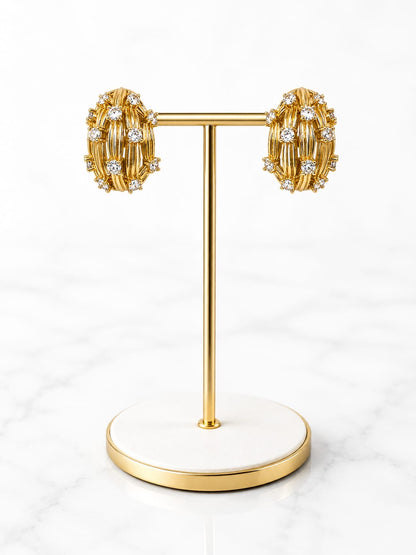 Celique™ Zircon Geo Button Earrings – Designer Punk Statement Jewelry