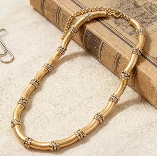 Annabelle™ Matte Gold Bamboo Choker Necklace