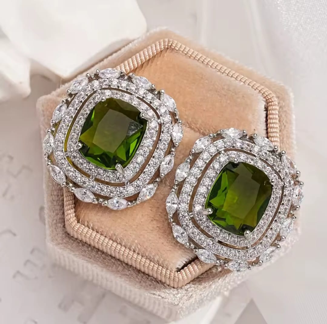 Brilessa™ Indian Gold Cubic Zircon Stud Earrings – Luxury Wedding & Engagement Jewelry