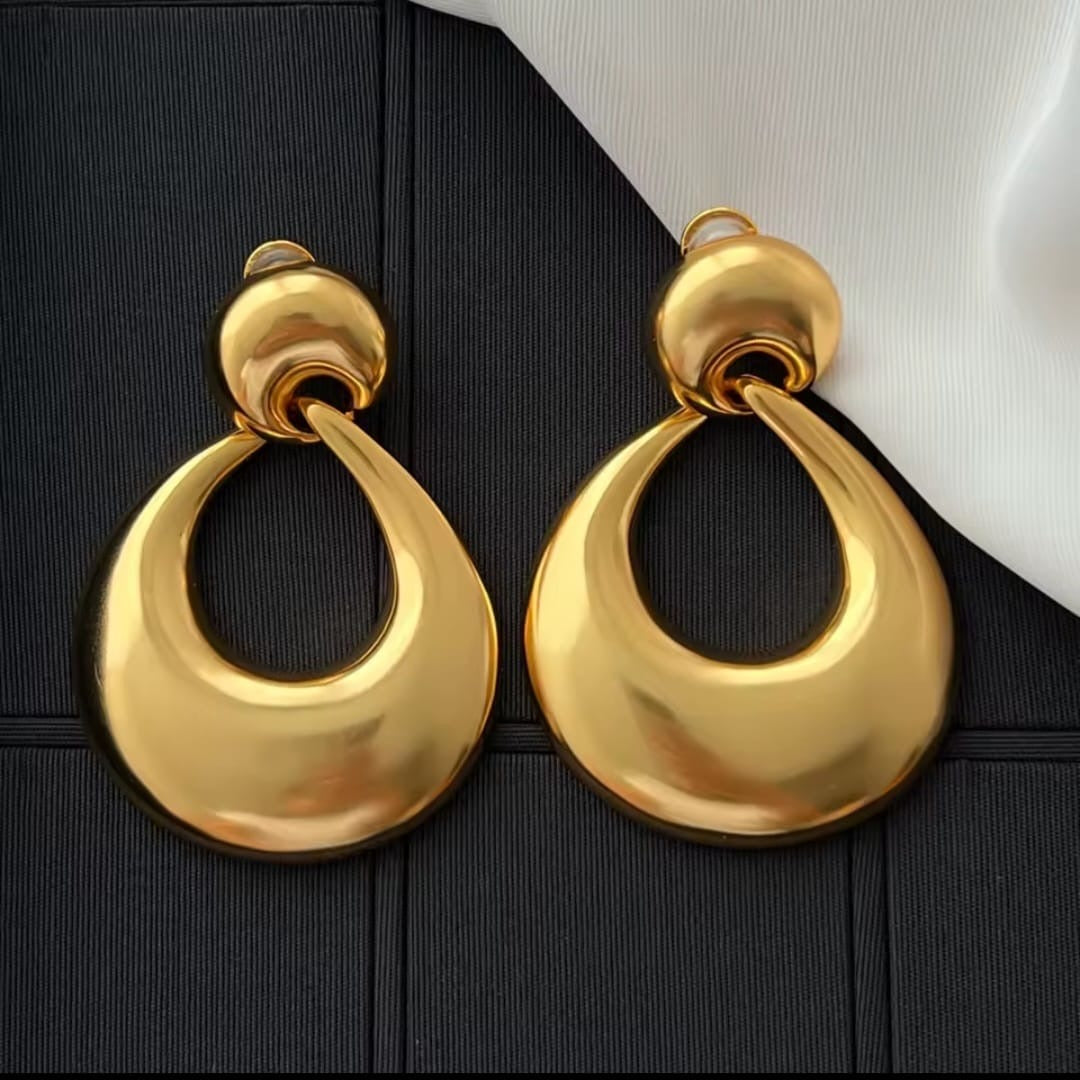 Kavelle™ European Gold-Plated Oval Designer Earrings