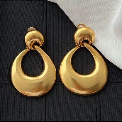Kavelle™ European Gold-Plated Oval Designer Earrings