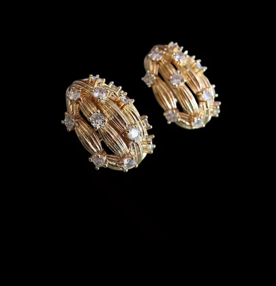 Celique™ Zircon Geo Button Earrings – Designer Punk Statement Jewelry