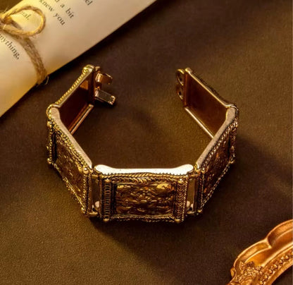 Bellatrix™ Vintage Industrial Relief Statement Bracelet – Literary Retro Designer Jewelry
