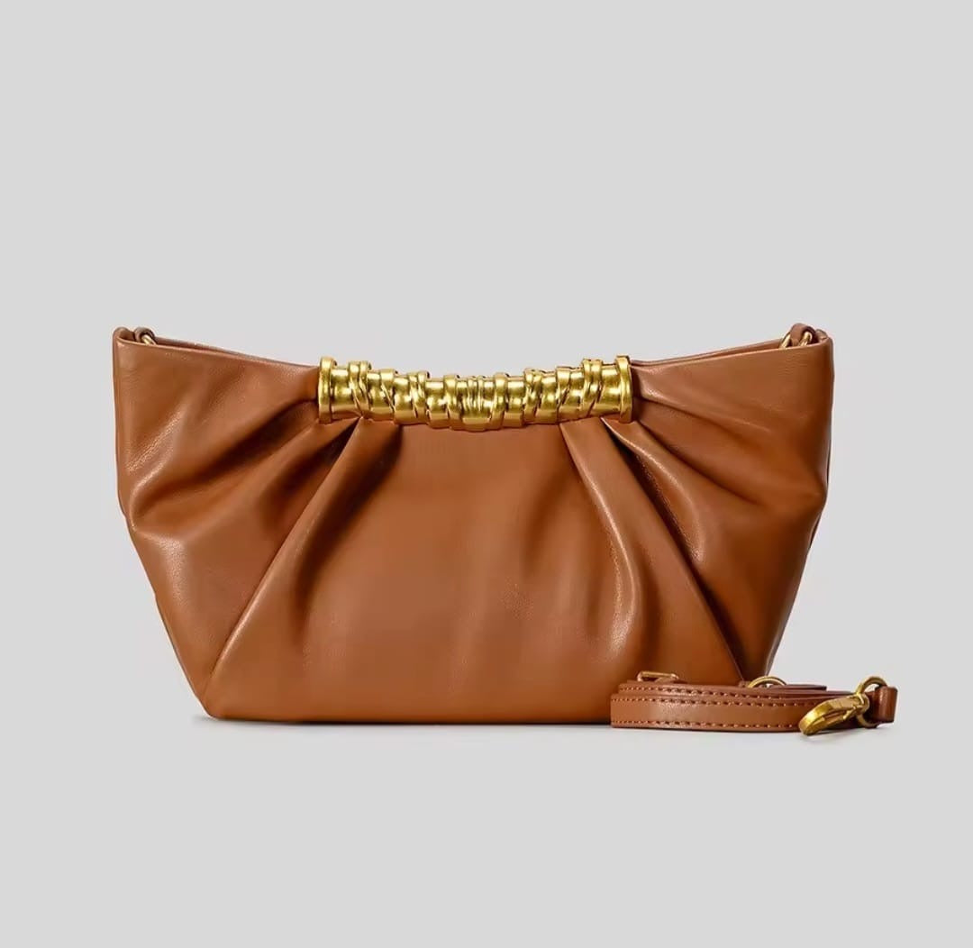 Alara™ Folded Shell Clutch Bag – Elegant Metal Frame Evening Handbag
