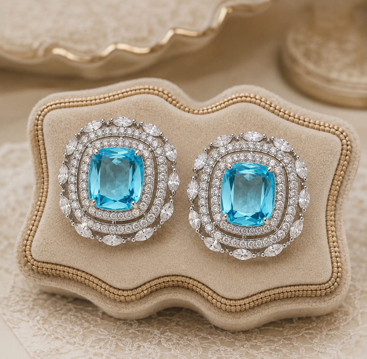 Brilessa™ Indian Gold Cubic Zircon Stud Earrings – Luxury Wedding & Engagement Jewelry