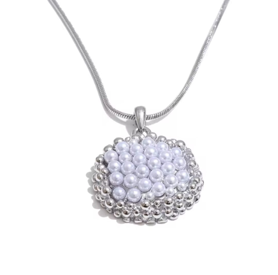Avelisse™ Geometric Pearl Pendant Jewelry Set – PVD Stainless Steel Elegance