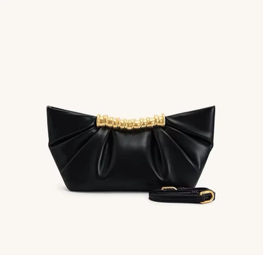 Alara™ Folded Shell Clutch Bag – Elegant Metal Frame Evening Handbag