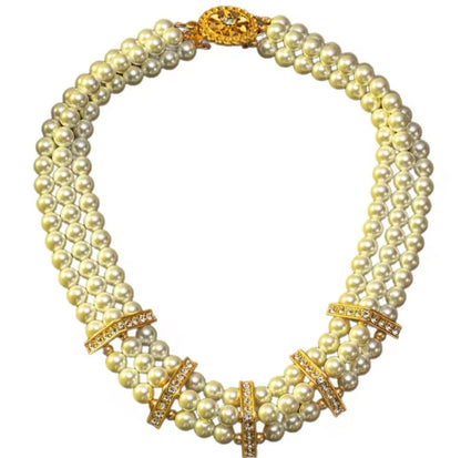 Bluvienne™ Triple-Woven Pearl Court Necklace – Retro Luxury Clavicle Jewelry