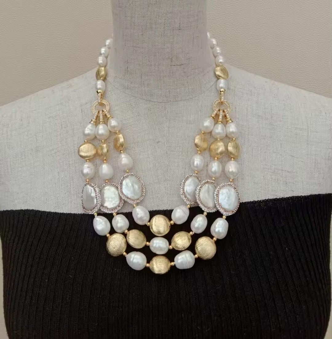 Artemis™ Triple Strand Cultured Freshwater Pearl Necklace