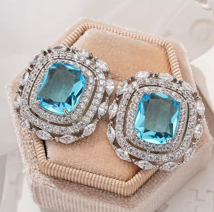Brilessa™ Indian Gold Cubic Zircon Stud Earrings – Luxury Wedding & Engagement Jewelry