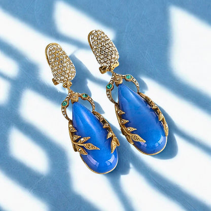 Jazmira™ Vintage Blue Teardrop Statement Earrings