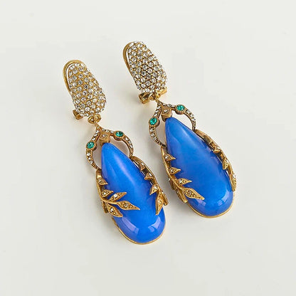 Jazmira™ Vintage Blue Teardrop Statement Earrings