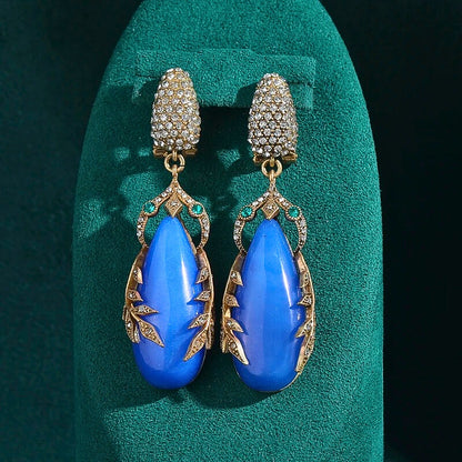 Jazmira™ Vintage Blue Teardrop Statement Earrings
