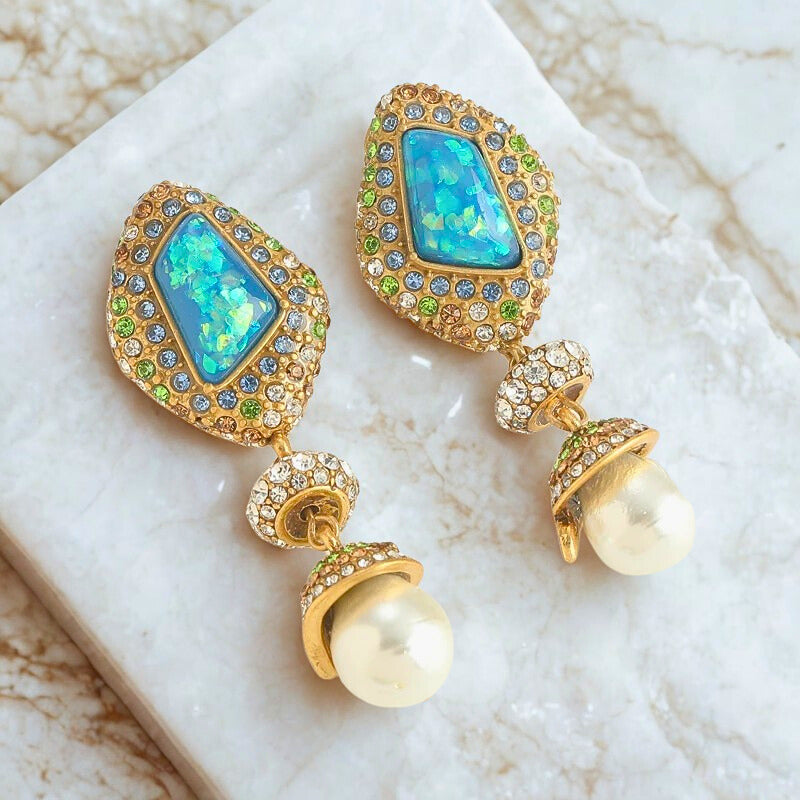 Koralyn™ Vintage Blue Stone Bridal Drop Earrings