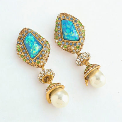 Koralyn™ Vintage Blue Stone Bridal Drop Earrings