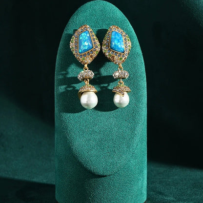 Koralyn™ Vintage Blue Stone Bridal Drop Earrings