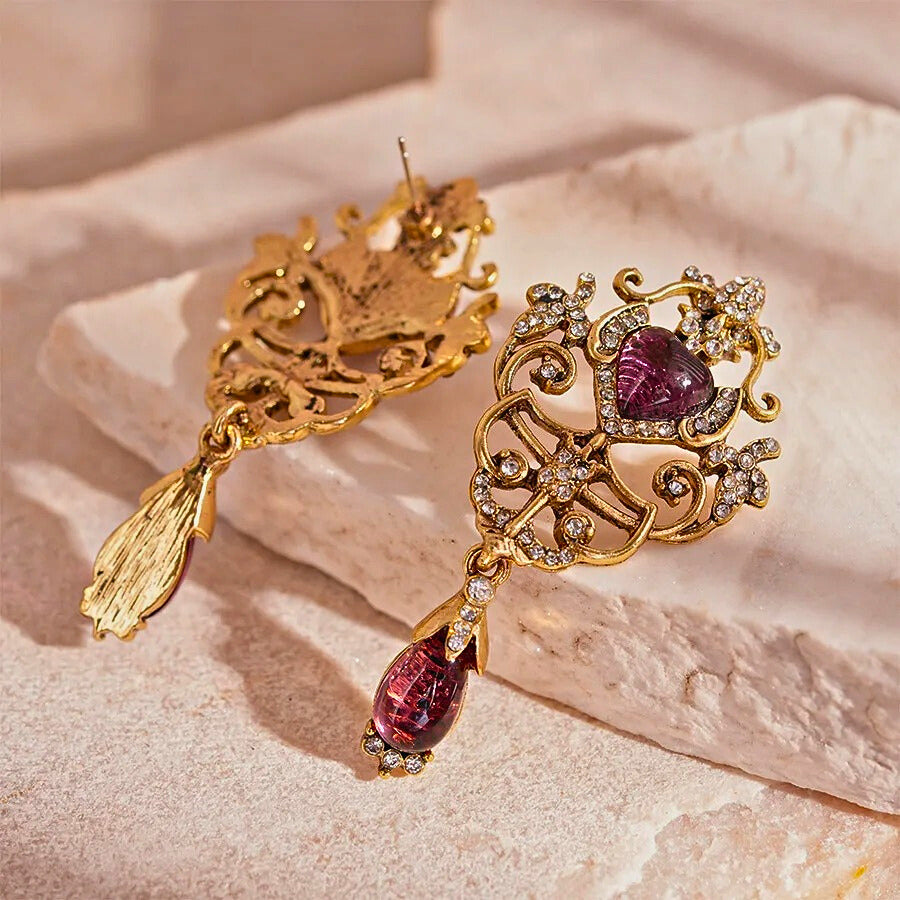 Kalivra™ Retro Palace Rhinestone Drop Earrings