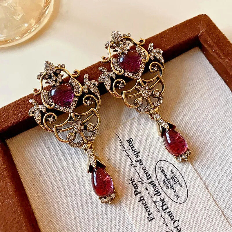 Kalivra™ Retro Palace Rhinestone Drop Earrings