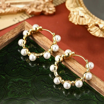 Kirella™ Luxe Pearl Circle Statement Earrings