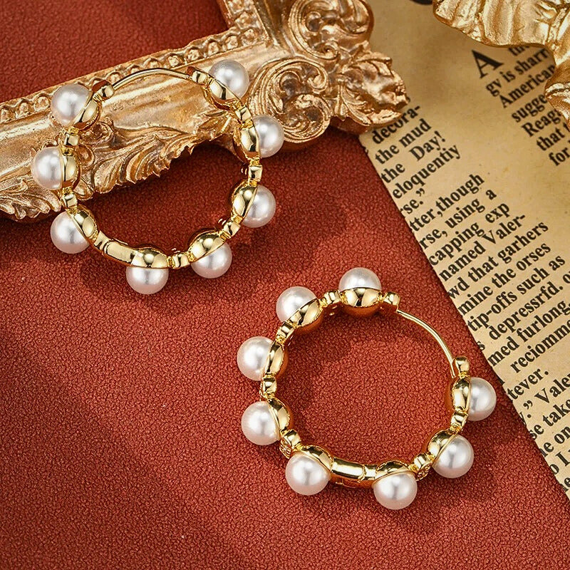 Kirella™ Luxe Pearl Circle Statement Earrings
