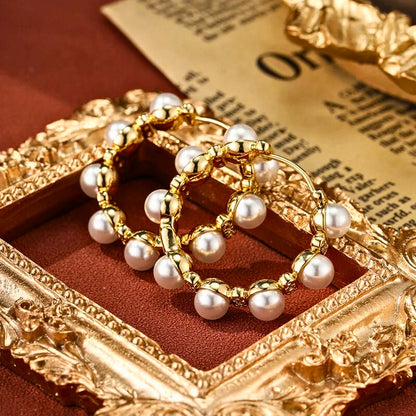 Kirella™ Luxe Pearl Circle Statement Earrings