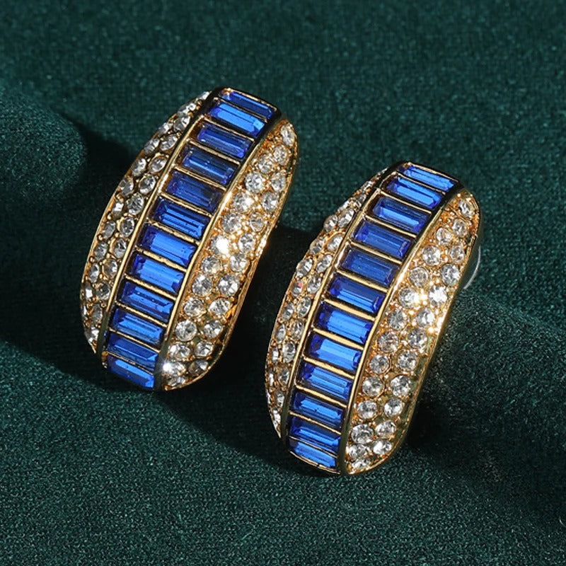 Elodie™ Vintage Blue Zircon Gold Stud Earrings