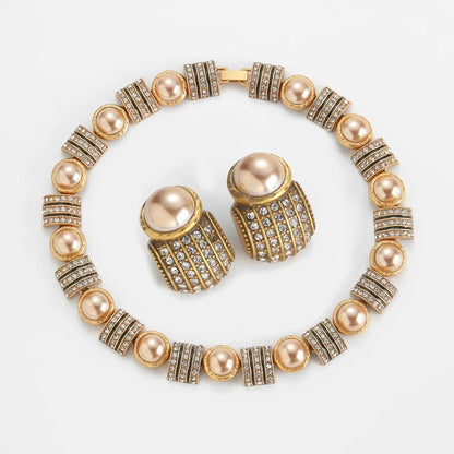 Eloise™ Vintage Pearl Rhinestone Necklace Set