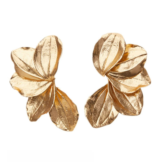 Kalyssa™ Boho Gold Leaf Shaped Earrings