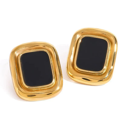 Astora™ Retro Black Resin Rectangle Stud Earrings