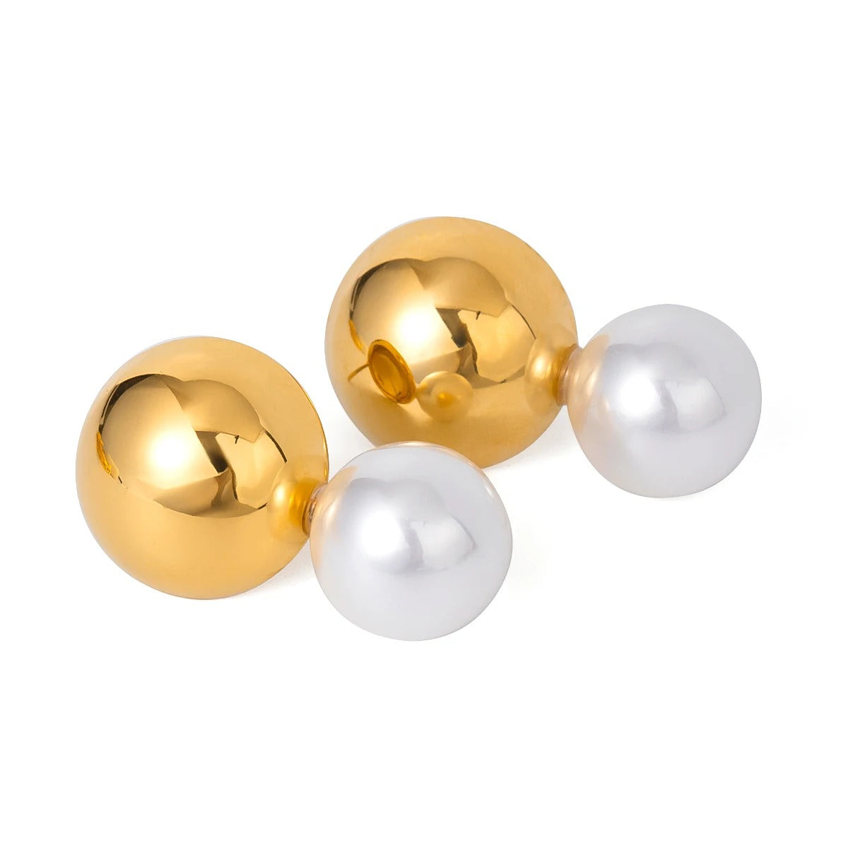 Thea™ Gold Stainless Steel Pearl Drop Earrings