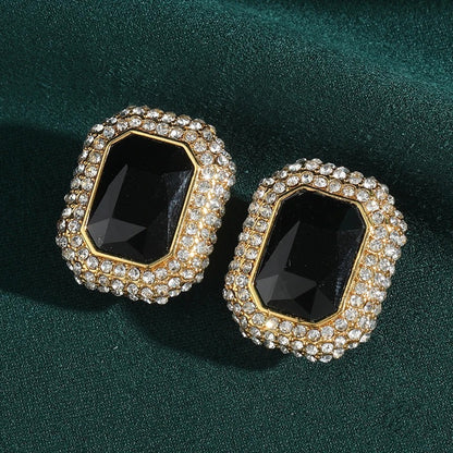 Asvent™ Vintage Black Crystal Square Stud Earrings