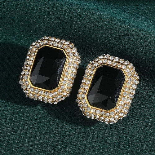 Asvent™ Vintage Black Crystal Square Stud Earrings