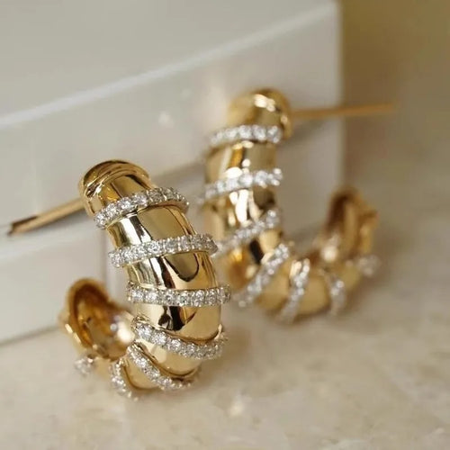 Lunessé™ Retro C-Shaped Diamond Studs