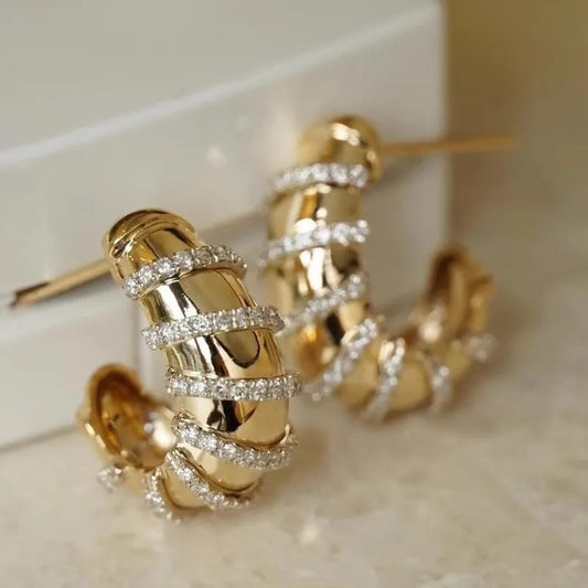 Lunessé™ Retro C-Shaped Diamond Studs