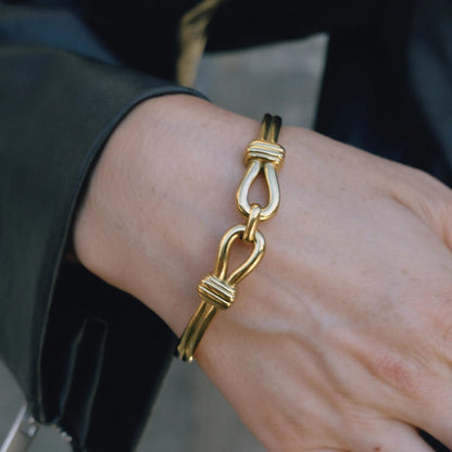 Cléa™ Lucky Wishbone 18K Gold Stainless Steel Bracelet