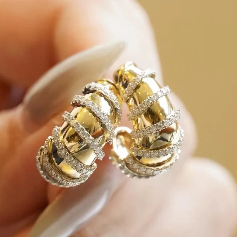 Lunessé™ Retro C-Shaped Diamond Studs