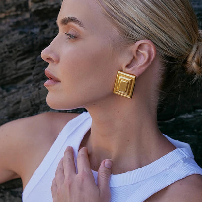 Abryelle™ Vintage Geometric Triple-Layer Rectangle Earrings