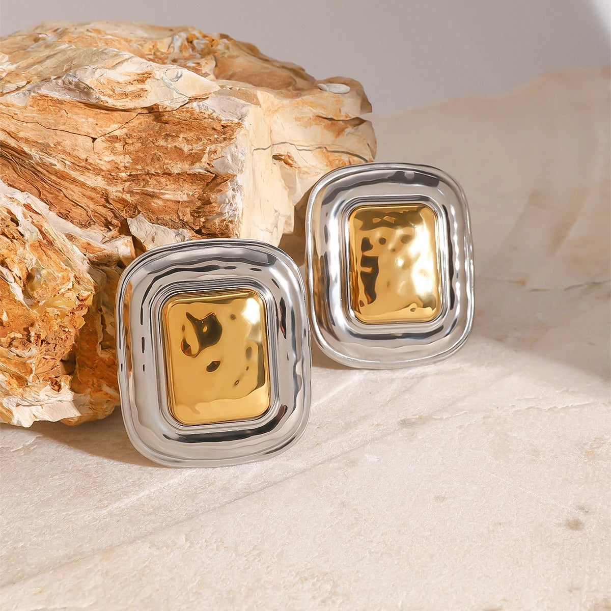 Célianne™ Geometric Gold & Silver Square Earrings