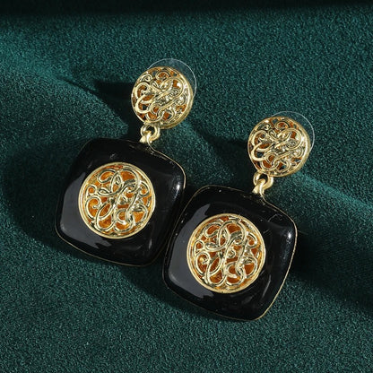 Camille™ Vintage Black Square Drop Earrings