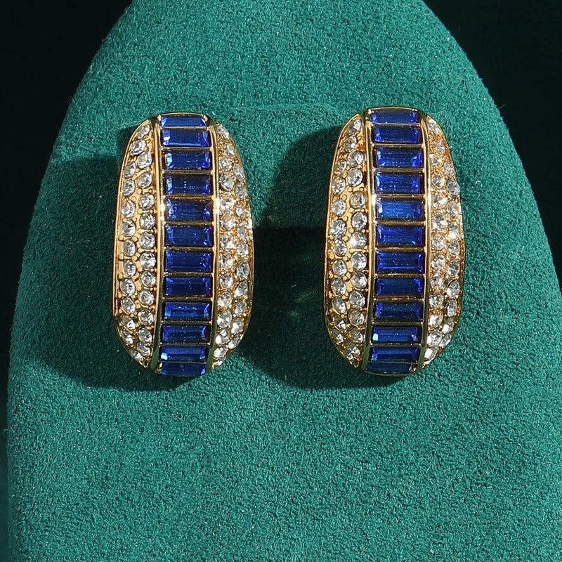 Elodie™ Vintage Blue Zircon Gold Stud Earrings
