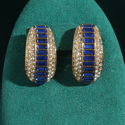 Elodie™ Vintage Blue Zircon Gold Stud Earrings