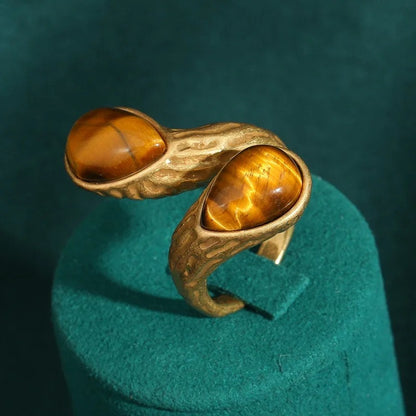 Jovelle™ Vintage Tiger Eye Teardrop Adjustable Ring