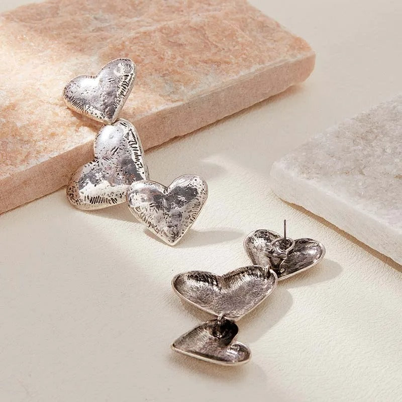 Darielle™ Platinum Heart Drop Earrings