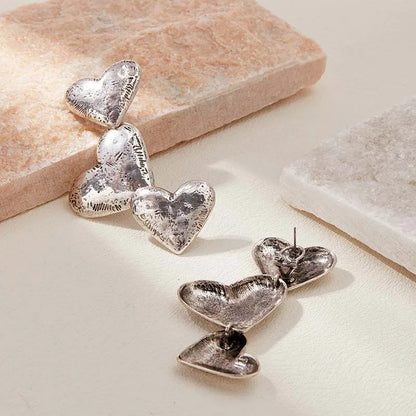 Darielle™ Platinum Heart Drop Earrings
