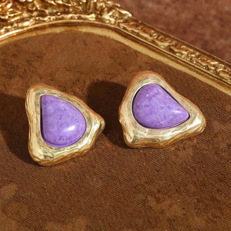 Feyora™ Vintage Purple Triangle Stone Earrings