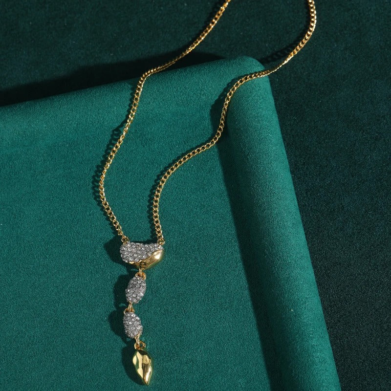 Apolline™ Vintage Gold Teardrop Rhinestone Necklace