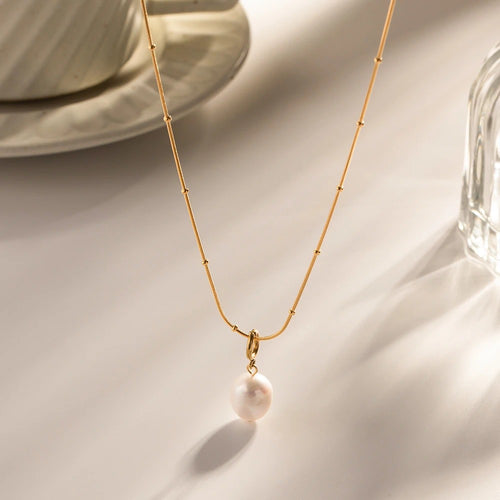 Sophie™ Gold Stainless Steel Natural Pearl Pendant Necklace