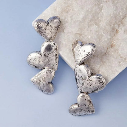 Darielle™ Platinum Heart Drop Earrings